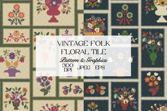 Download Vintage Folk Floral Tile Pattern Bundle - Premium Resources